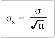 Standard deviation of the sampling distribution (sigma xbar)